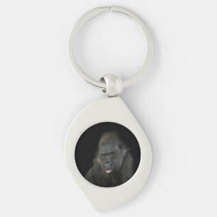 Gorilla Biddy Swirl Silverfärgad Nyckelring