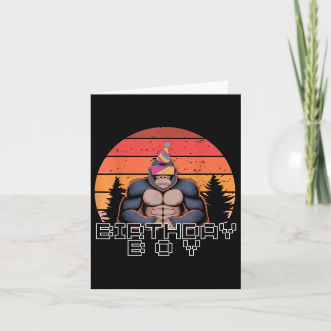 Gorilla Birthday Dekorations Monkey Märkre Vr Game Kort (Framsida)