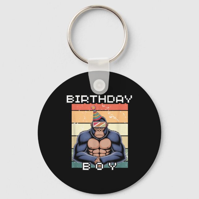 Gorilla Birthday Dekorations Monkey Märkre Vr Game Nyckelring (Framsida)