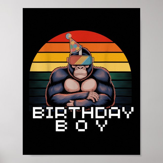 Gorilla Birthday Dekorations Monkey Märkre Vr Game Poster (Framsidan)