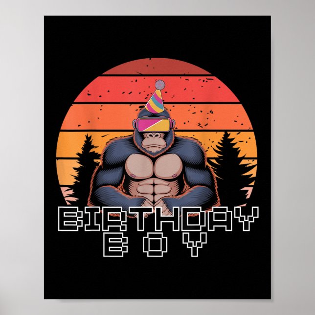 Gorilla Birthday Dekorations Monkey Märkre Vr Game Poster (Framsidan)