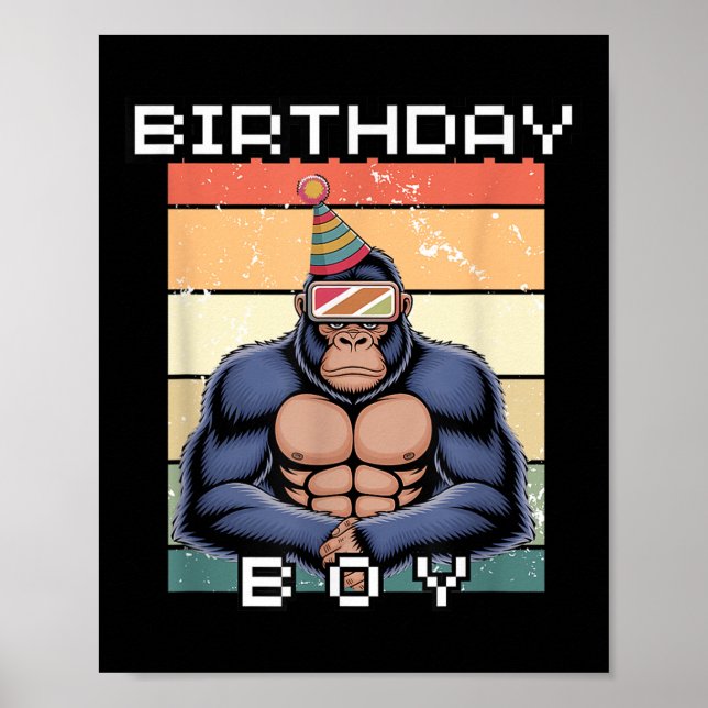 Gorilla Birthday Dekorations Monkey Märkre Vr Game Poster (Framsidan)