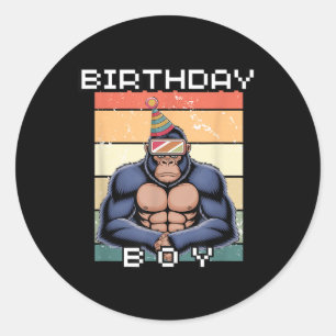 Gorilla Birthday Dekorations Monkey Märkre Vr Game Runt Klistermärke