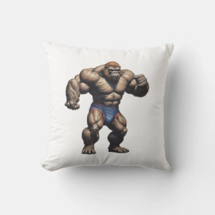 Gorilla Bodybuilder Pop Art Serieteckning Kudde