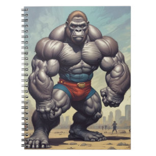Gorilla BodyBuilder Pop Art Tecknad Teckning Anteckningsbok