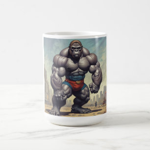 Gorilla BodyBuilder Pop Art Tecknad Teckning Kaffemugg