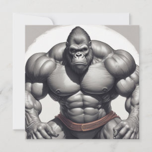 Gorilla BodyBuilder-pop Art Tecknad Teckning-kort