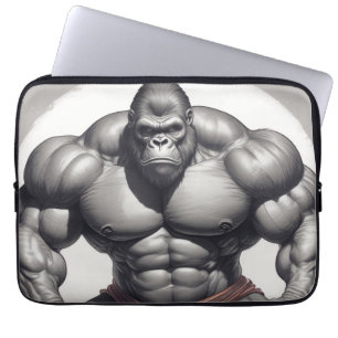 Gorilla BodyBuilder Pop Art Tecknad Teckning Laptop Fodral