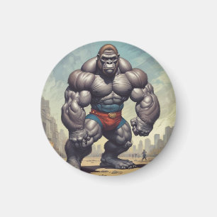 Gorilla BodyBuilder Pop Art Tecknad Teckning Magnet
