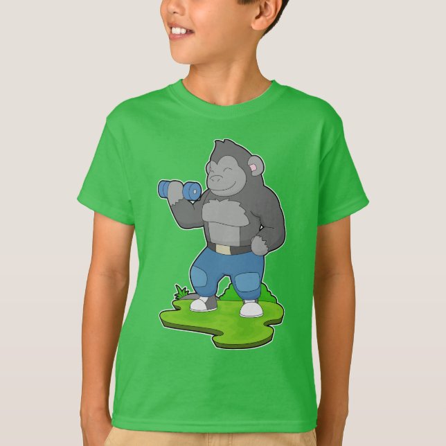 Gorilla Bodybuilding der Dumbbell Bodybuilding T Shirt (Framsida)