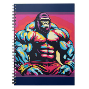 Gorilla Bodybuilding der Lifter Pop Art Tecknad Anteckningsbok