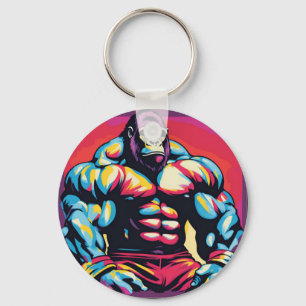 Gorilla Bodybuilding der Lifter Pop Art Tecknad Nyckelring