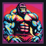 Gorilla Bodybuilding der Lifter Pop Art Tecknad Poster<br><div class="desc">Digital Computer Animal Art - College Pop Art - Vild Animal Computer Bilder</div>