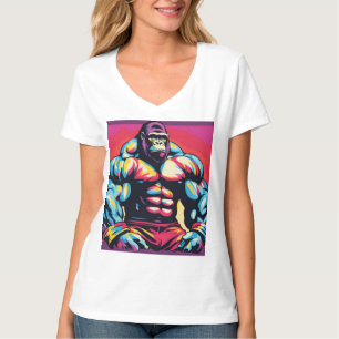 Gorilla Bodybuilding der Lifter Pop Art Tecknad T Shirt