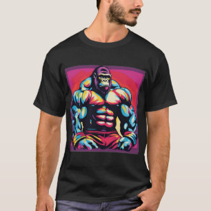 Gorilla Bodybuilding der Lifter Pop Art Tecknad T Shirt