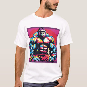 Gorilla Bodybuilding der Lifter Pop Art Tecknad T Shirt