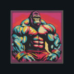 Gorilla Bodybuilding der Lifter Pop Art Tecknad Trätavla<br><div class="desc">Digital Computer Animal Art - College Pop Art - Vild Animal Computer Bilder</div>