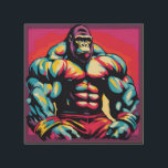 Gorilla Bodybuilding der Lifter Pop Art Tecknad Trätavla<br><div class="desc">Digital Computer Animal Art - College Pop Art - Vild Animal Computer Bilder</div>