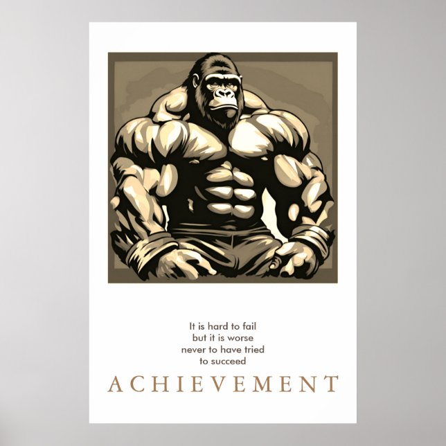 Gorilla Bodybuilding der Motivational Sepia Poster (Framsidan)