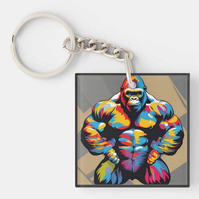 Gorilla Bodybuilding Weight Lifter Pop Art-Tecknad (Framsidan)