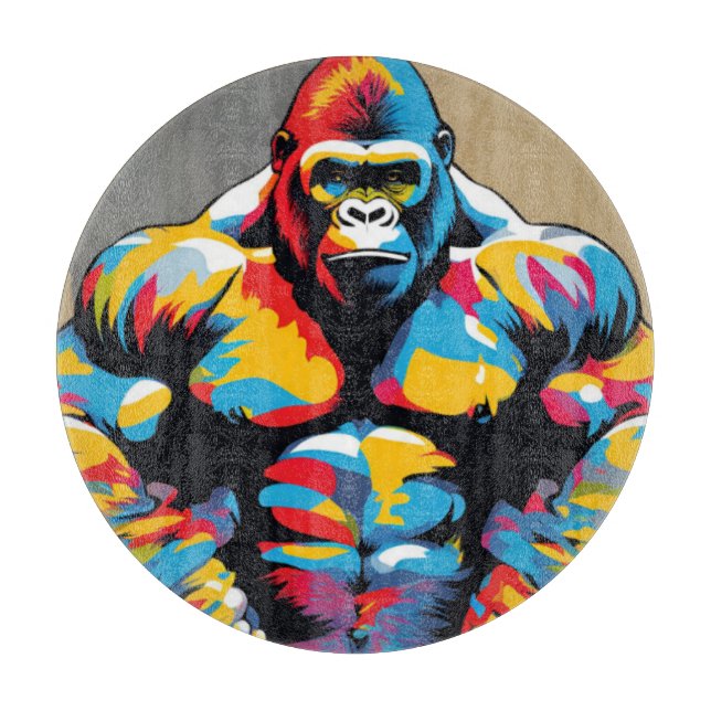 Gorilla Bodybuilding Weight Lifter Pop Art-Tecknad (Framsidan)