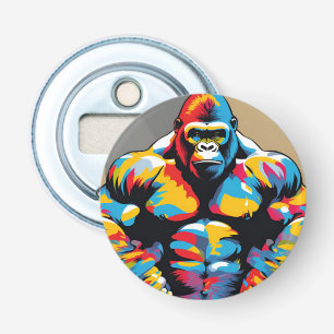 Gorilla Bodybuilding Weight Lifter Pop Art-Tecknad Flasköppnare