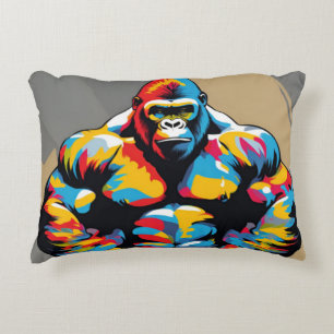 Gorilla Bodybuilding Weight Lifter Pop Art-Tecknad Prydnadskudde