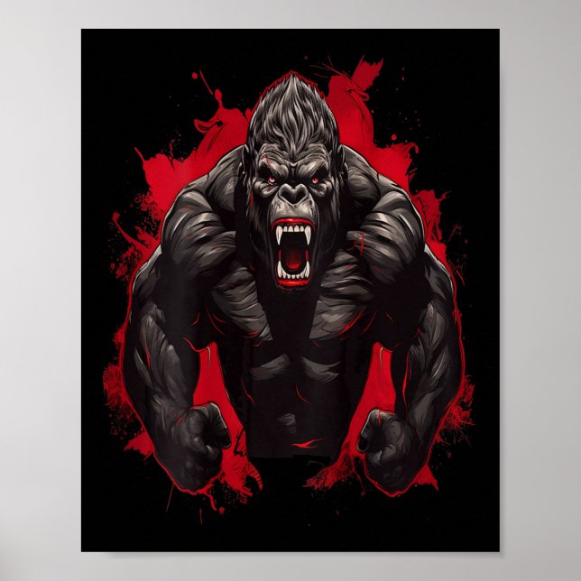 Gorilla Bodybuilding Workout Backprint Gym Poster (Framsidan)
