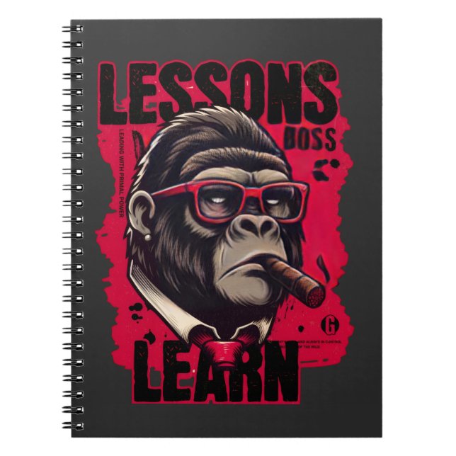 Gorilla Boss Lektioner Lär Spiral Anteckningsbok  (Framsidan)