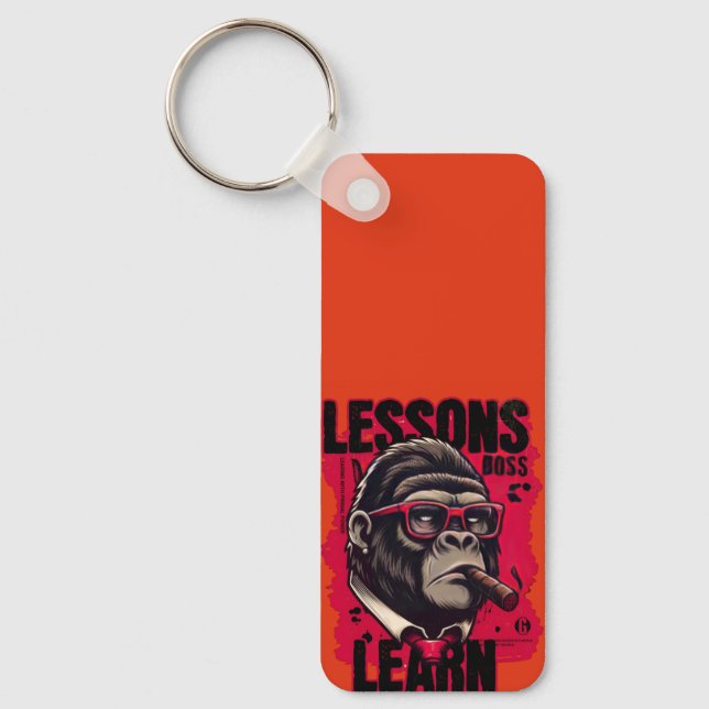 Gorilla Boss Lessons Learn Keychain Nyckelring (Framsida)
