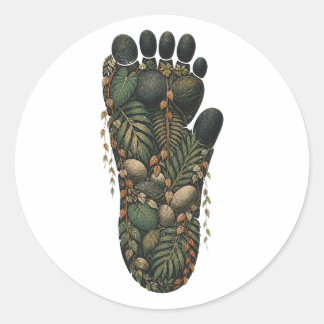 Gorilla Botanical Footprint Nature Sticker Runt Klistermärke