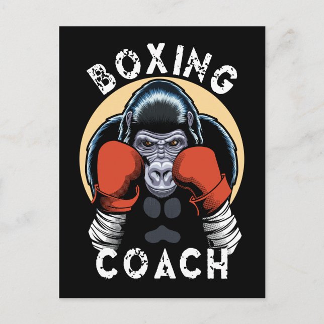 Gorilla boxningscoach - sportstränare vykort (Framsida)