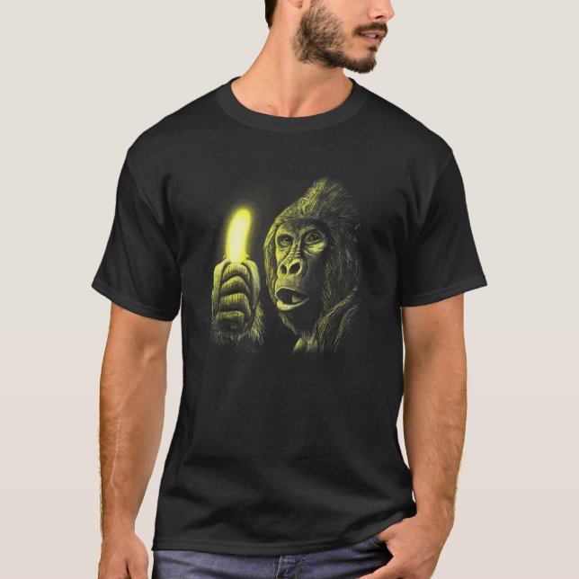 Gorilla Carrying Banana Funny Monkey Costume Vild T Shirt (Framsida)
