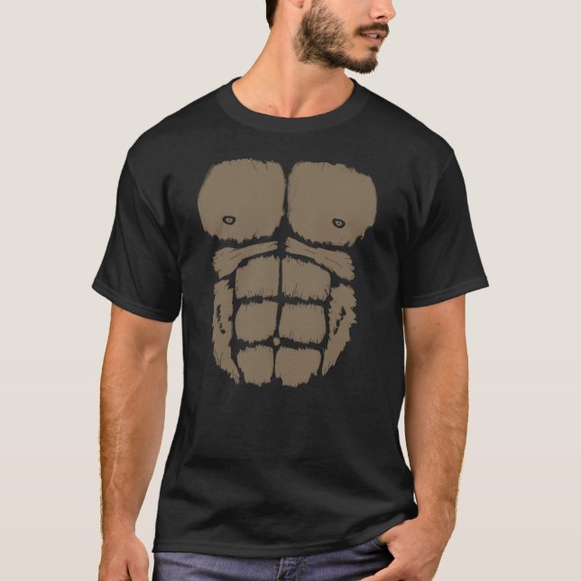 Gorilla Chest Muscle Belly Monkey Costume T Shirt (Framsida)