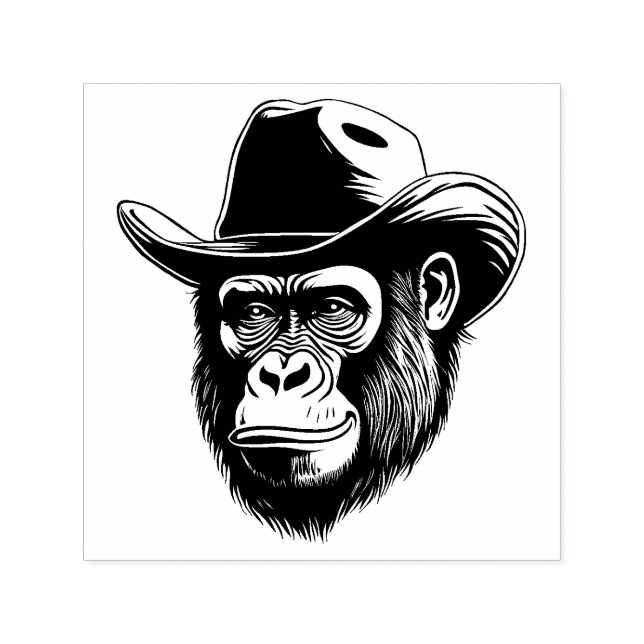 Gorilla Cowboy Självfärgande Stämpel (Design)