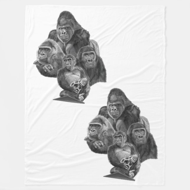 Gorilla Family Blanket ゴリラ家族のブランケット (GorillaLife) Fleecefilt (Framsidan)