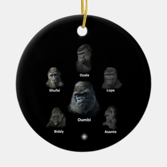 Gorilla Family Julgransprydnad Keramik (Framsidan)