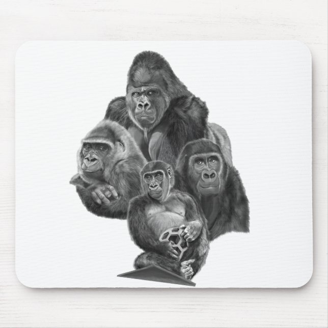 Gorilla Family Mouse Pad  ゴリラ家族のマウスパッド GorillaLife Musmatta (Framsidan)