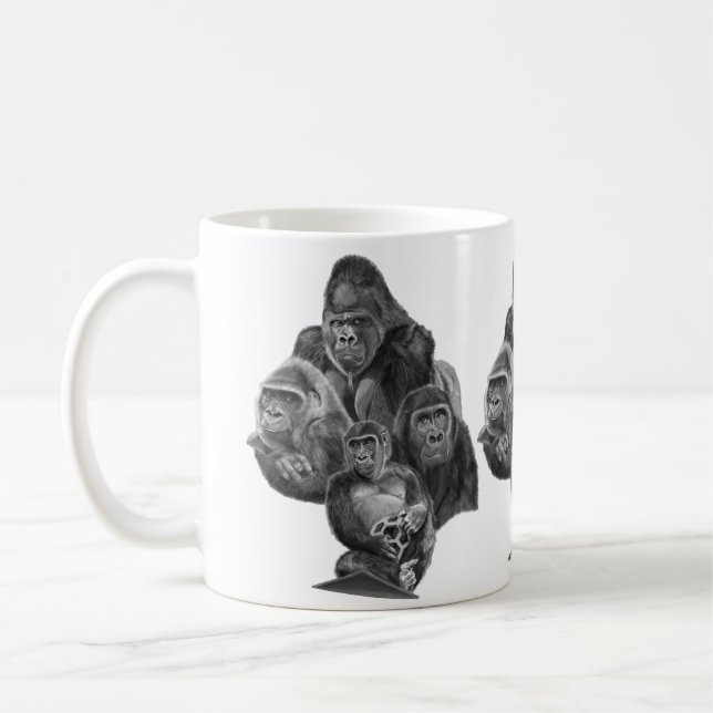 Gorilla Family Mug (ゴリラ家族のマグカップ）Gorilla Life Kaffemugg (Vänster)