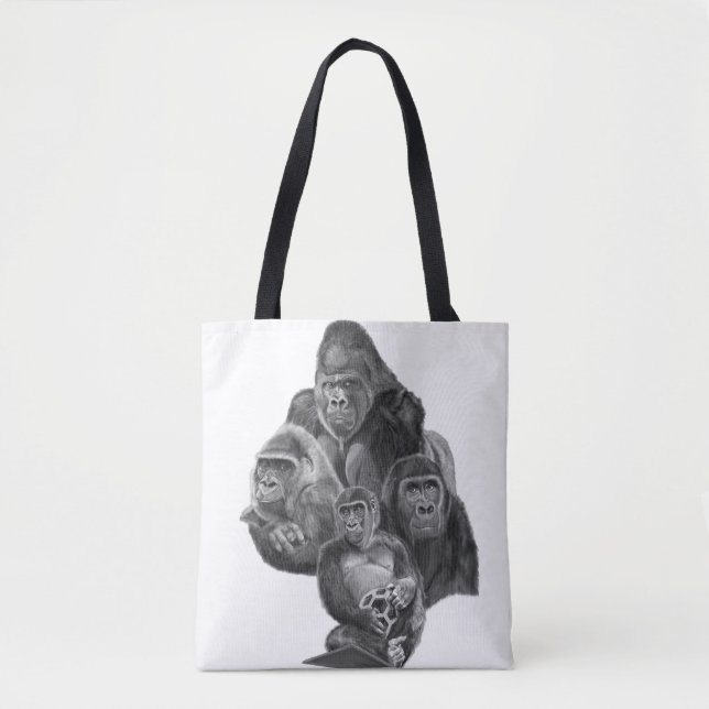 Gorilla Family tote Bag (ゴリラ家族のトートバッグ）Gorilla Life Tygkasse (Framsida)
