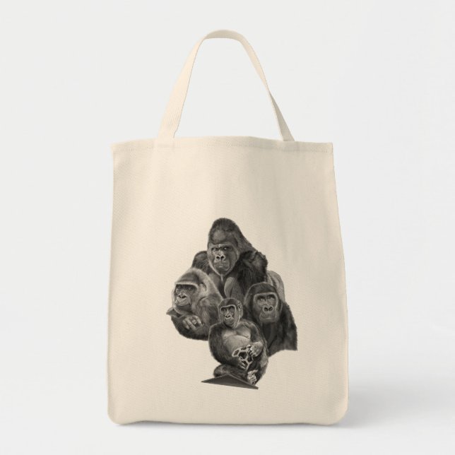Gorilla Family Totebag (ゴリラ家族のトートバッグ）Gorilla Life Tygkasse (Framsidan)