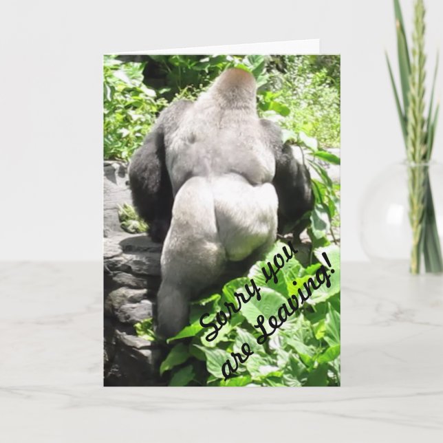 Gorilla 'Förlåt att du Lämnar'-hälsningskort Kort (Framsida)