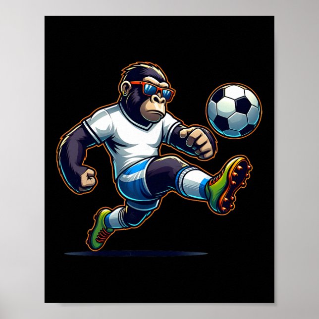 Gorilla Fotboll Byll Pojkar Barn  Poster (Framsidan)