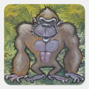 Gorilla Fyrkantigt Klistermärke