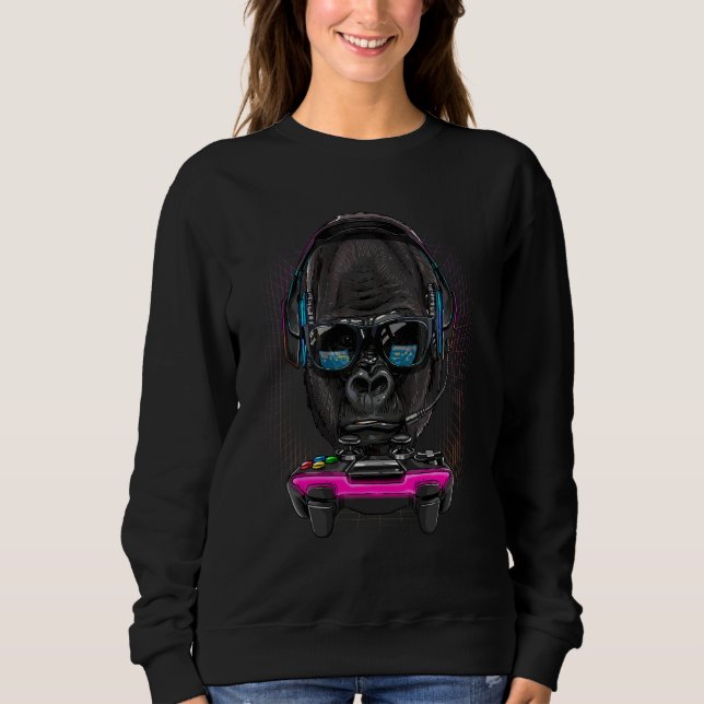 Gorilla Gamer Pc Dator Videospel  Strömmande Ga T Shirt (Framsida)