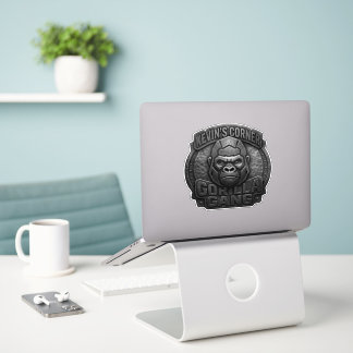 Gorilla Gang Geometrisk Logo i Svart Metall Utseen Klistermärken