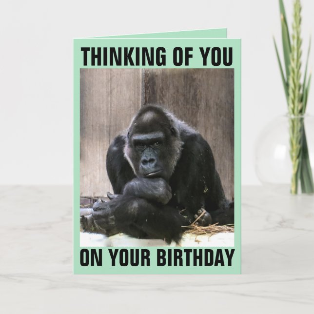 GORILLA GRATTIS PÅ FÖDELSEDAGEN GREETING CARDS KORT (Framsida)