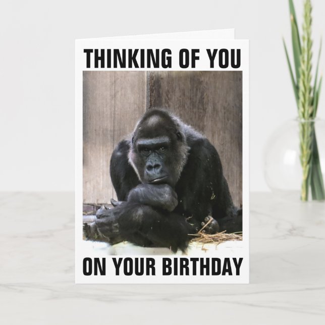 GORILLA GRATTIS PÅ FÖDELSEDAGEN GREETING CARDS KORT (Framsida)