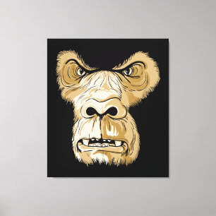 Gorilla head på svart bakgrund canvastryck