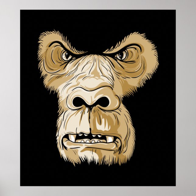 Gorilla head på svart bakgrund poster (Framsidan)